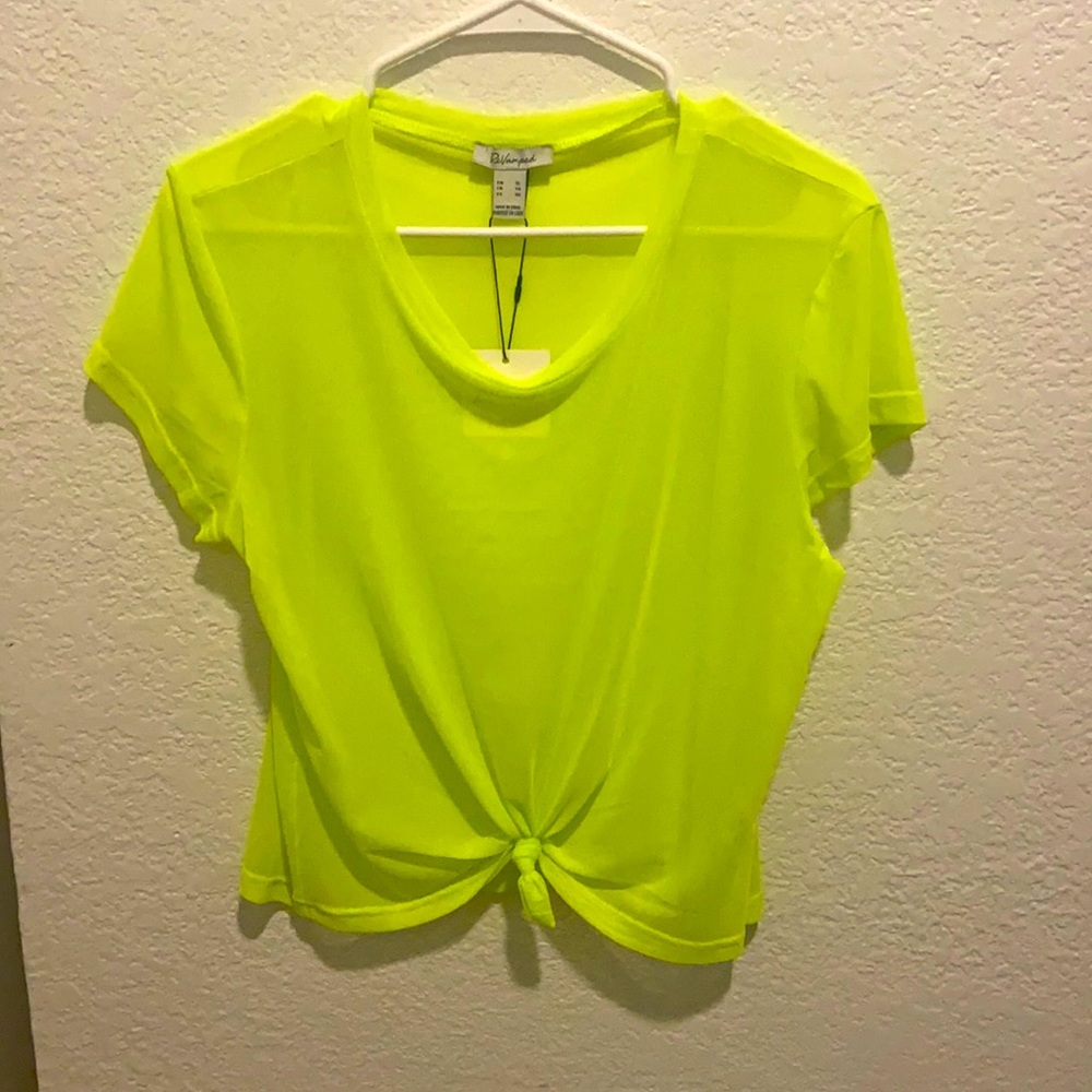 Neon yellow mesh top